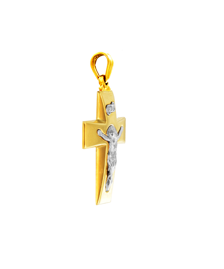 14K Solid Yellow Gold Cross Necklace - Minimalist Design