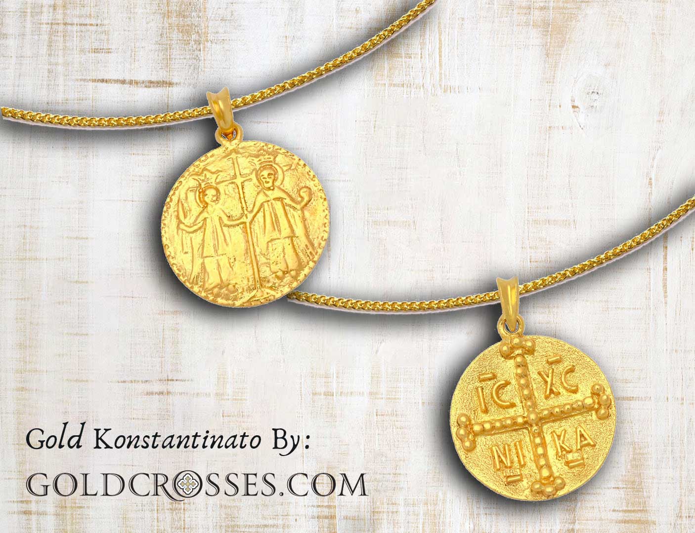 Gold Konstantinato necklace goldcrosses